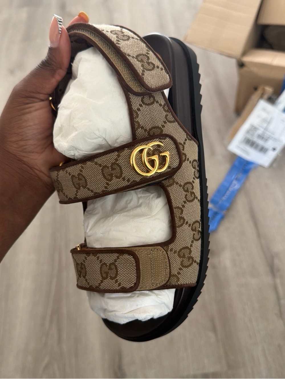 Gucci Black Women's Slide Sandal with Gold Accent